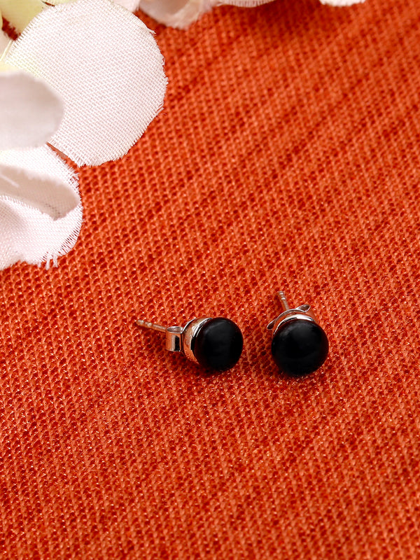 Black Freshwater Pearl Studs in 925 Sterling Silver