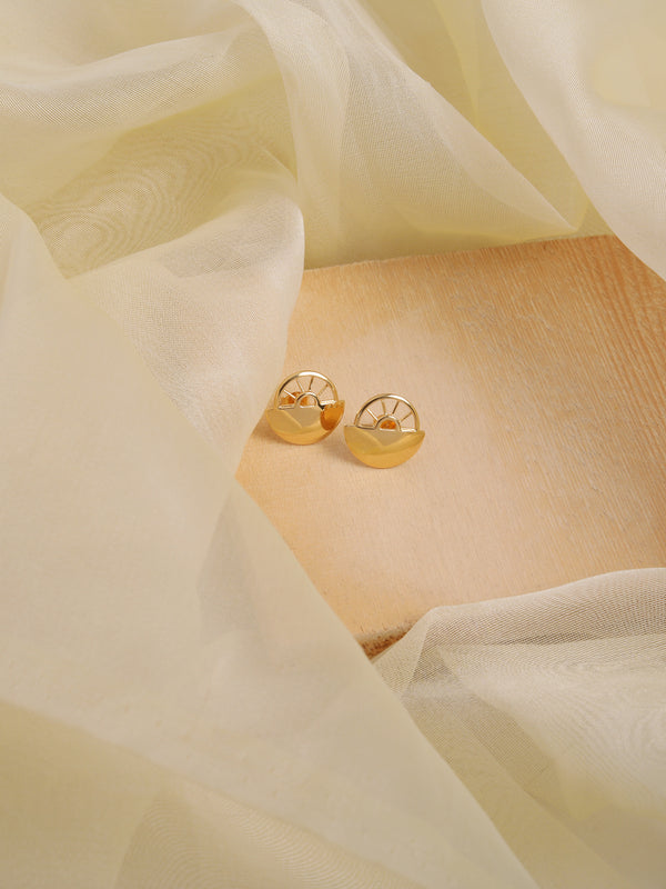 Sun and Moon Gold Plated Stud Earrings in 925 Sterling Silver ( 22K Gold plating)