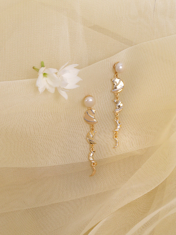 22k Gold plated Phases of the Moon Earrings with Pearl