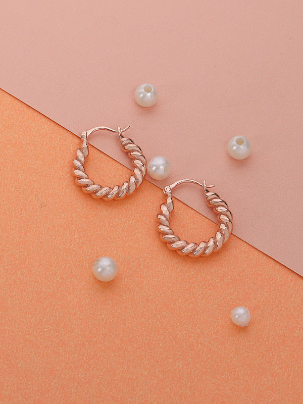 Swirl Hoops in Brass with Rose Gold plating