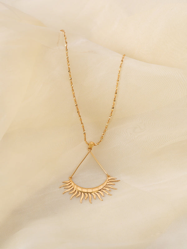 22k Gold Plated Rising Sun Pendant with Neck Chain