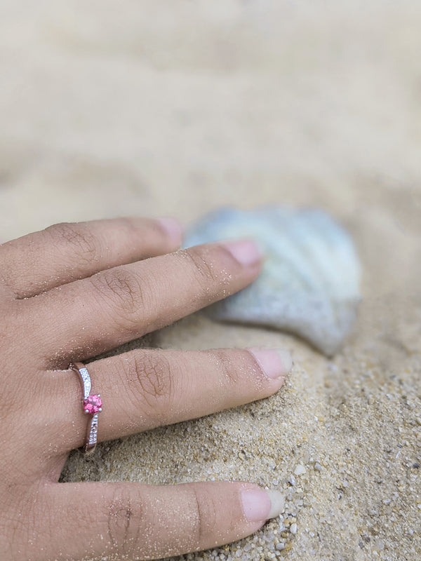 Pink Stone Ring hand