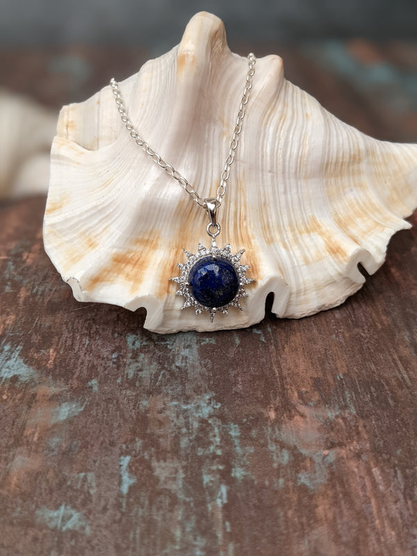 925 Sterling Silver Lapis Lazuli Pendant with Neck Chain