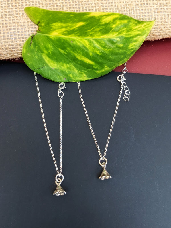 925 Sterling Silver Chain Anklet with Flower Charm