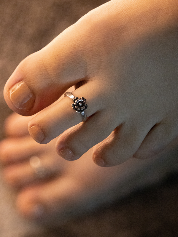 Floral 925 Sterling Silver Toe Rings